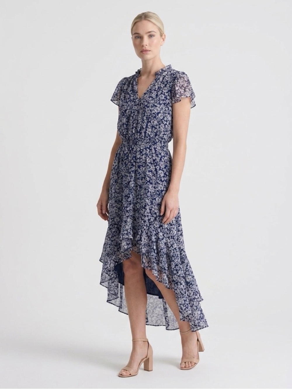 1.STATE Floral Ruffle Maxi Dress, Size XS